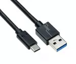 USB 3.1 kabel type C - 3.0 A stekker, 5Gbps, 3A opladen, zwart, 0,50m, polyester zakje